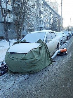 Отогрев  и прикуривание хонды в минус 32 простояла 4 дня